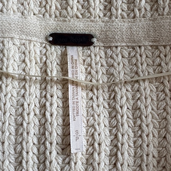 Free People Swim Too Deep Birch Cream Ribbed Women's Cardigan - Picture 2 of 7